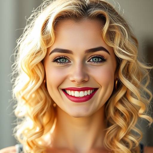 Headshot of woman with curly blonde hair and a bright smile